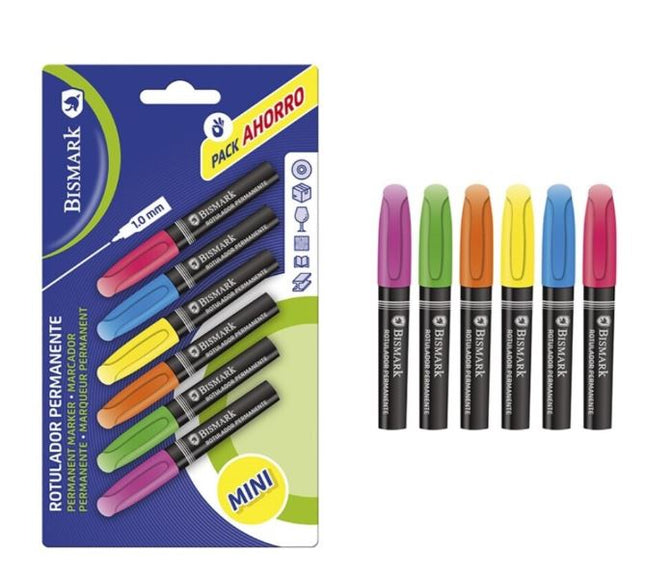 Rotuladores Permanentes Bismark Mini – Pack 8 uds, Colores Vivos