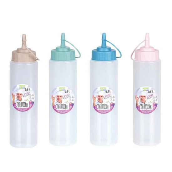 Botellas Salseras 500 ml con Tapa Dosificadora - 4 Colores Disponibles