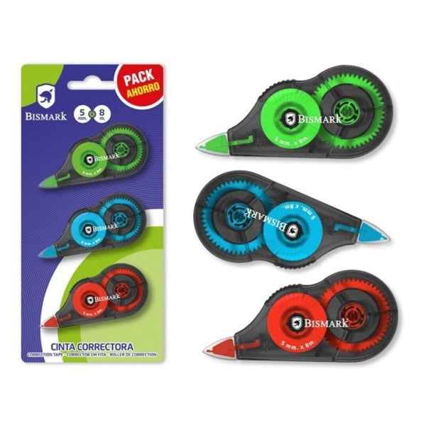Cinta Correctora Bismark - 3uds (5mm x 8m)
