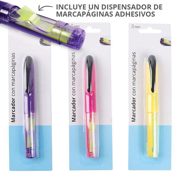 Marcador Fluorescente Market Suprem con Dispensador de Marcapáginas Adhesivos