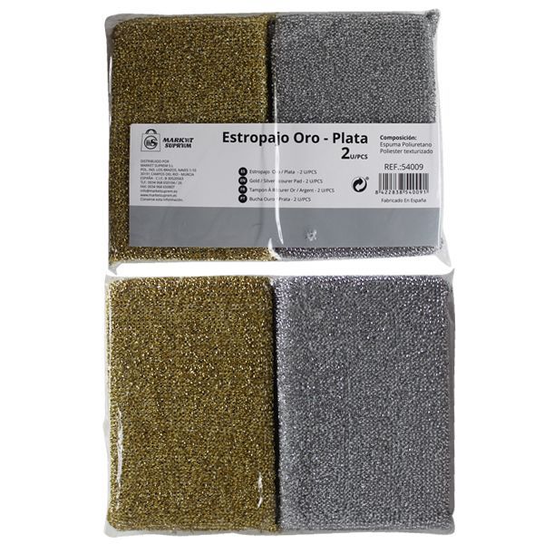 Set de Estropajos Market Suprem Dorado y Plateado - 2uds