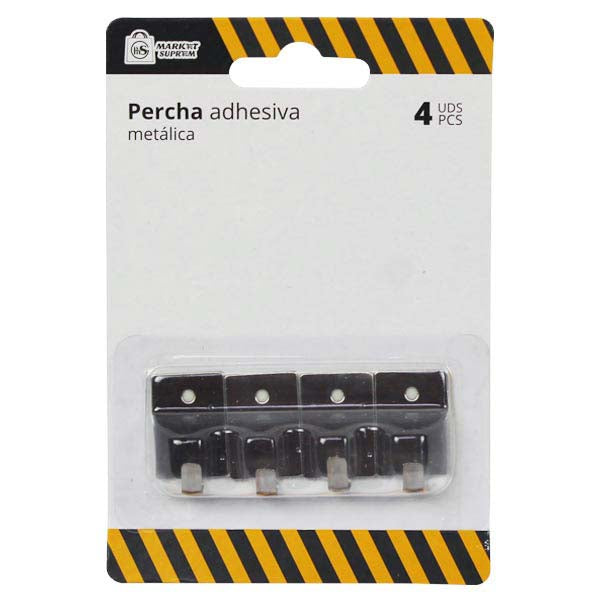 Percha Adhesiva Metálica Market Suprem - 4uds