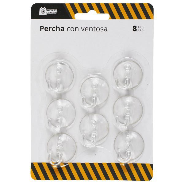 Perchas Con Ventosa Market Suprem - 8uds