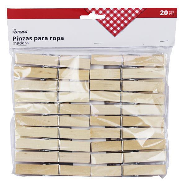 Pînzas de Madera para la Ropa Market Suprem - 20uds (9cm)