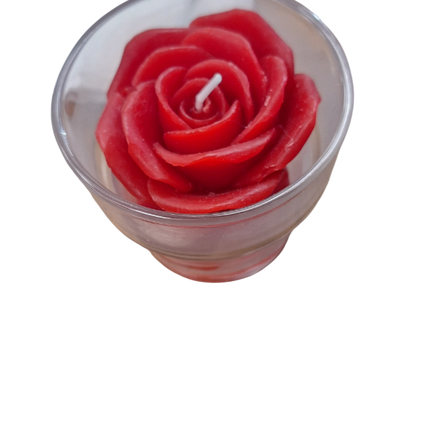 Vela con Forma de Rosa en Vaso - Xoko
