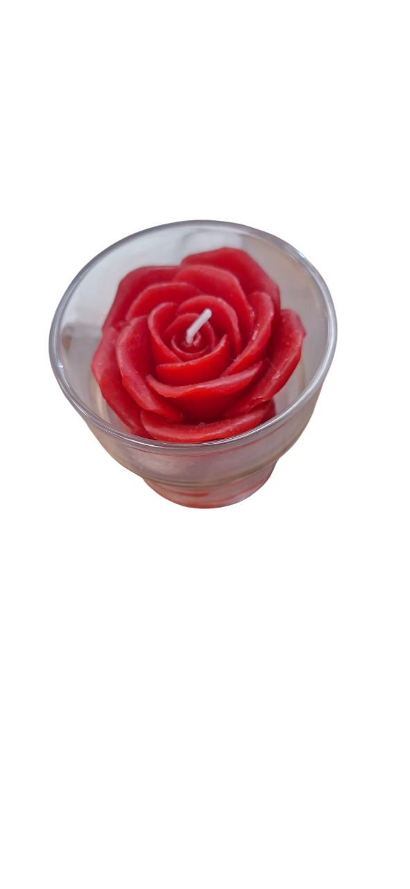 Vela con Forma de Rosa en Vaso - Xoko