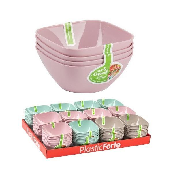 Cuenco Cuadrado Plasticforte - 4uds (175ml)