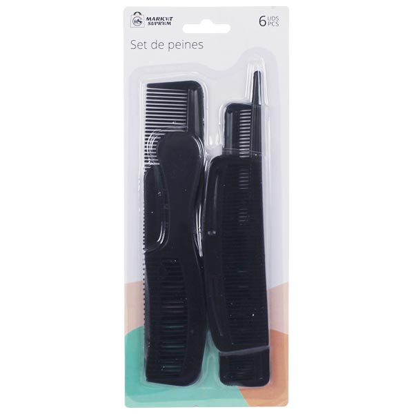 Set de Peines de Plastico Market Suprem - 6uds