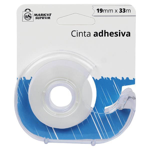 Cinta Adhesiva Market Suprem Transparente con Dispensador – 19mm x 33m