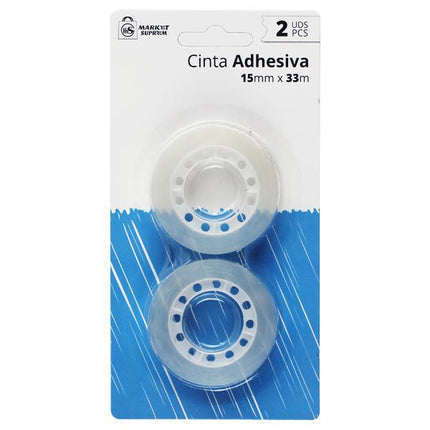 Cinta Adhesiva Transparente Market Suprem - 2uds (15mm x 33m)