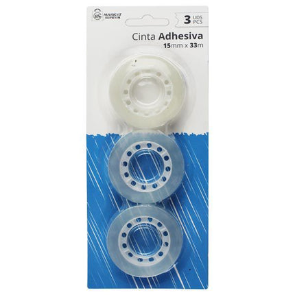 Cinta Adhesiva Transparente Market Suprem - 3uds (15mm x 33m)