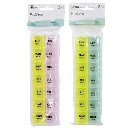 Pastillero Transparente Dia/Noche de 7 Dias Market Suprem - 2uds (21.5x6.4x2.3cm)