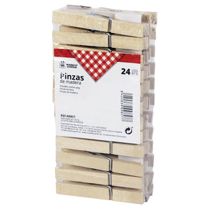 Pinzas de Madera para Ropa Market Suprem - 24uds (7cm)