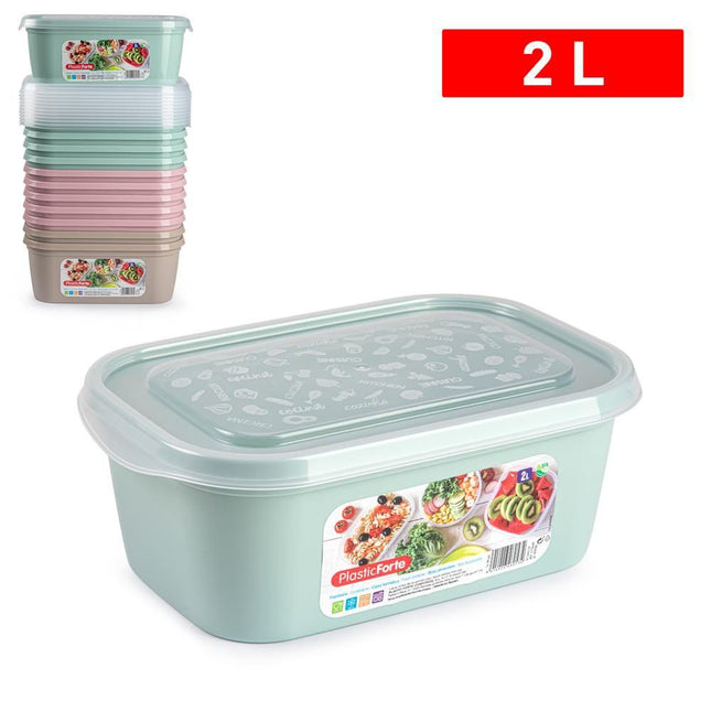 Fiambrera Rectangular de Plastico PlasticForte - 2L