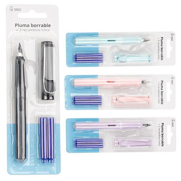 Pluma Borrable con 2 Recambios de Tinta – Colores surtidos