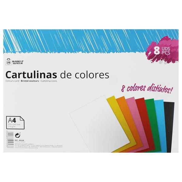 Bloc Cartulinas de Colores Market Suprem - 8uds