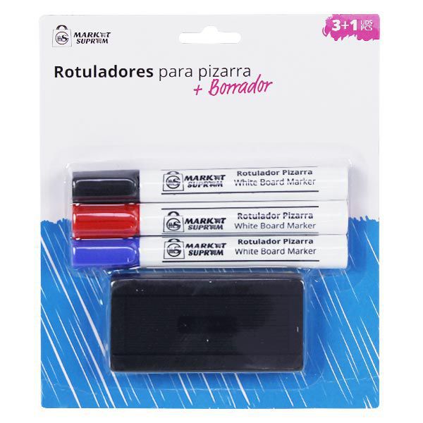 Pack de 3 Rotuladores Market Suprem para Pizarra + Borrador