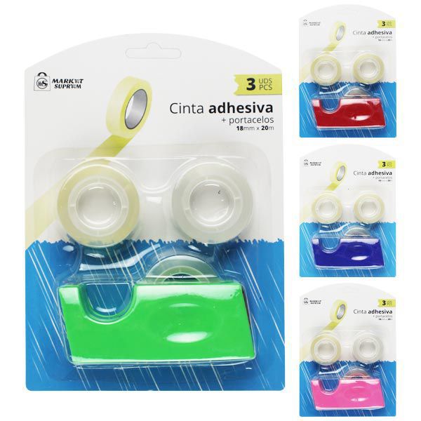 Set de Cinta Adhesiva Market Suprem con Portacelos – 3 Piezas