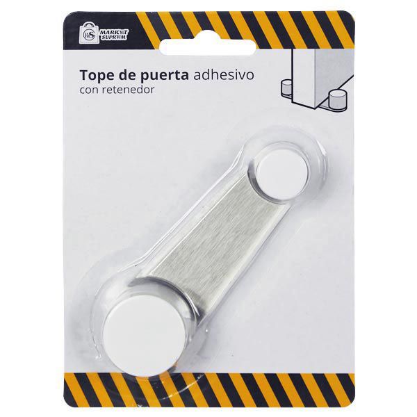 Tope de Puerta Blanco Adhesivo con Retenedor - Market Suprem