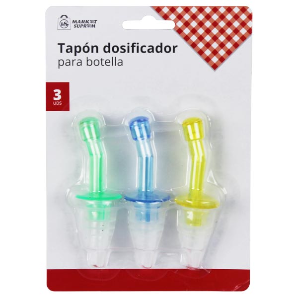 Tapón Dosificador para Botella Market Suprem – Pack de 3 Unidades
