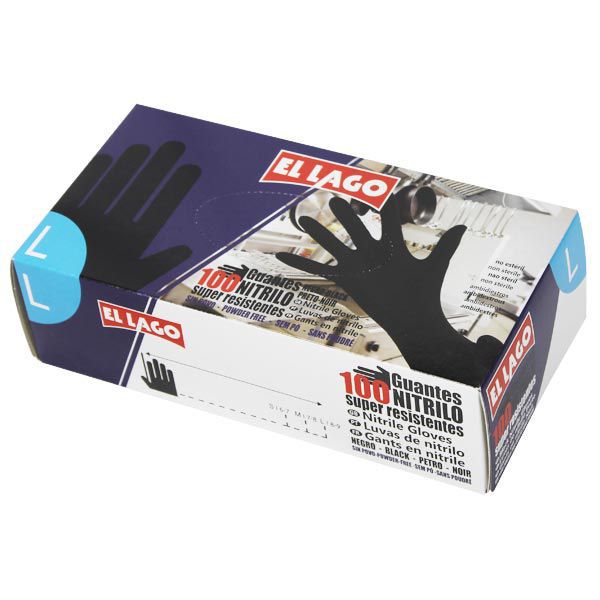 Guantes de Nitrilo Negros El Lago - 100uds (Talla L)