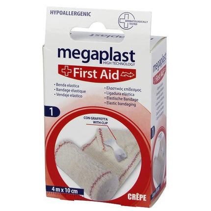 Rollo de Venda Elástica Megaplast + Clip para Sujeción - 1ud (4m x 10cm)