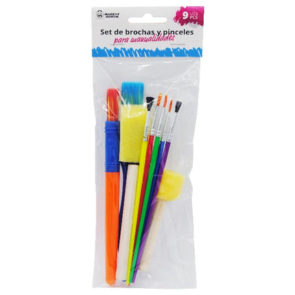 Set de Brochas y Pinceles para Manualidades Market Suprem - 9uds