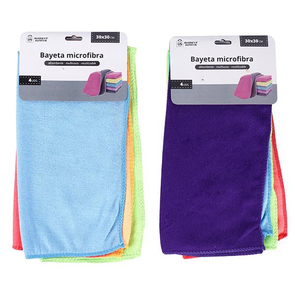 Bayetas de Microfibra Market Suprem Colores Surtidos - 4uds (30x30cm)
