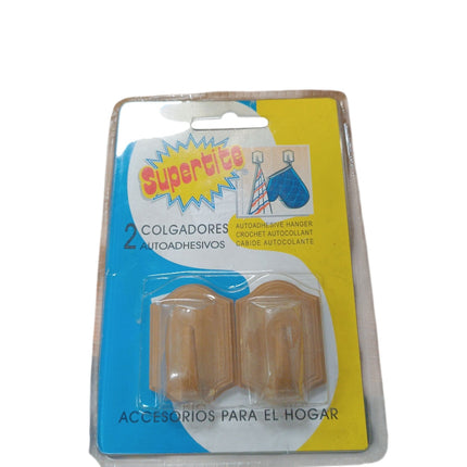 Colgadores Autoadhesivos Supertite - 2uds (Color Madera)