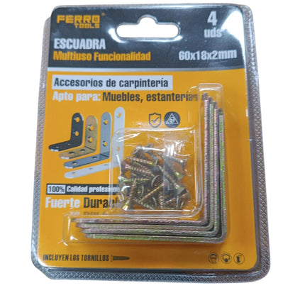 Escuadra 60x18x2mm Carlo Tools - 4 uds