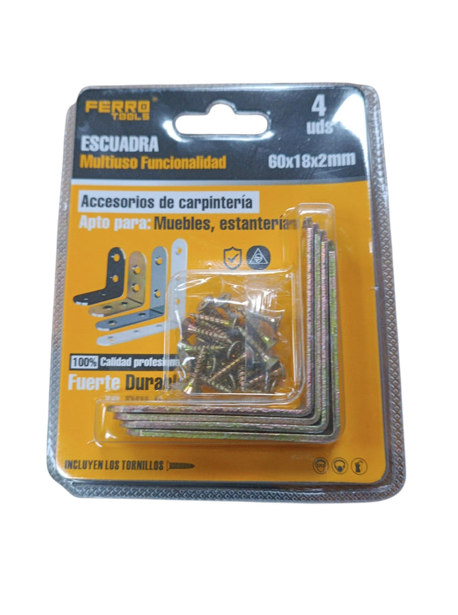 Escuadra 60x18x2mm Carlo Tools - 4 uds