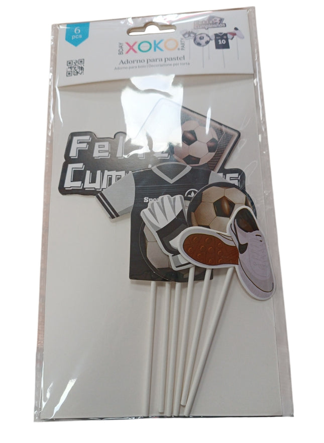 Adorno para Pastel Tematico de Futbol Xoko - 6pcs