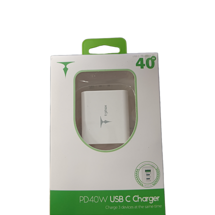 Cabeza de Cargador Triple Puerto T'Phox - 40W 100-240V
