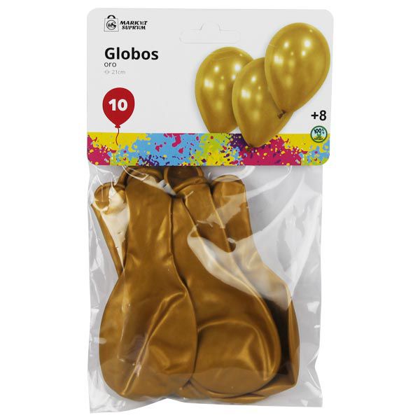 Globos Color Oro Market Suprem - 10uds x 21cm