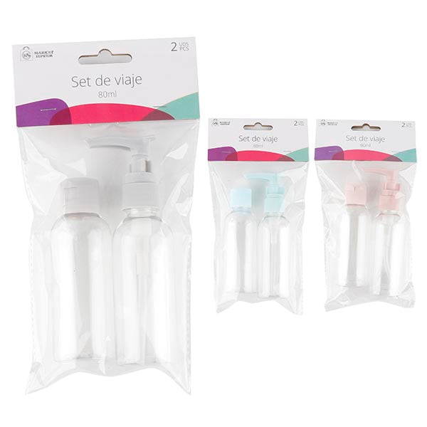 Set Botellas de viaje 80ml 2uds Market Suprem