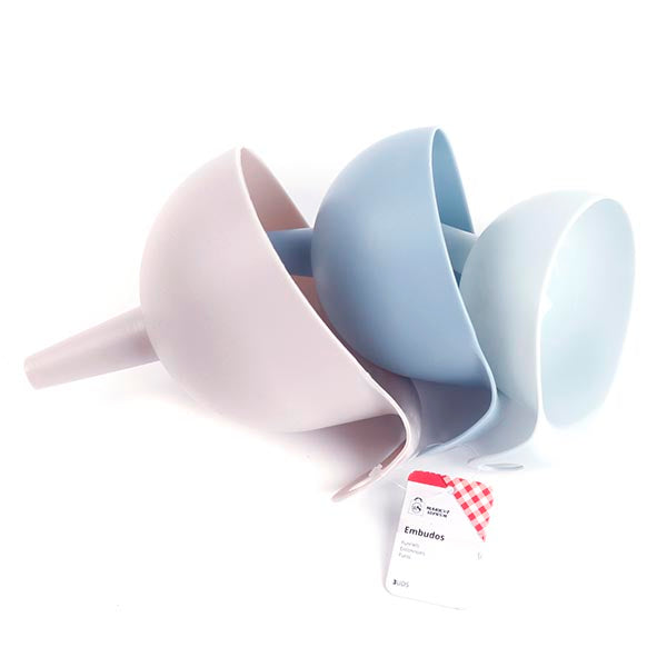 Set de 3 Embudos Color Pastel con Colgador Market Suprem - 3uds