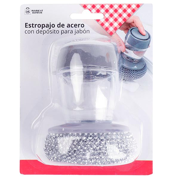 Estropajo de Acero con Deposito para Jabón Market Suprem - 9x10cm