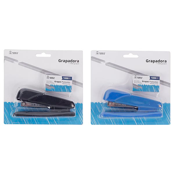 Grapadora de Oficina + Grapas Market Suprem - 12.5x3.5 (1000 Grapas)