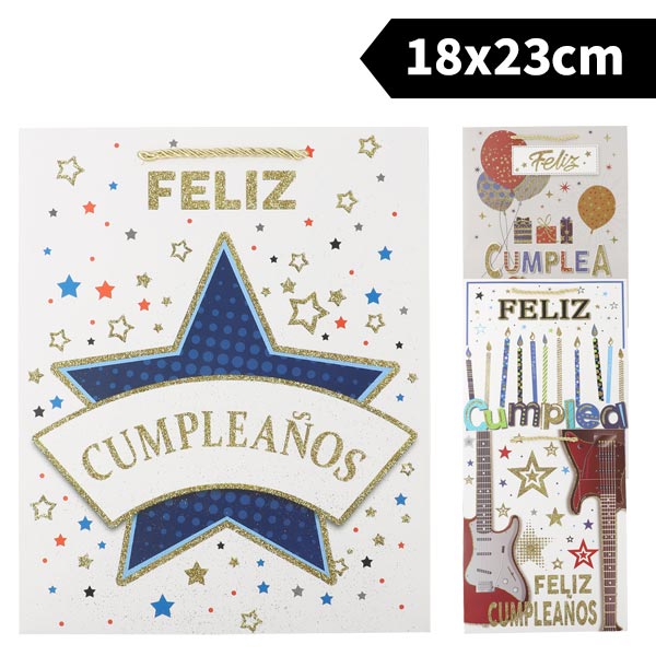 Bolsa de Regalo "Feliz Cumpleaños" Market Suprem - 23x18x10cm