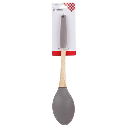 Cuchara de Servir de Silicona con Mango de Madera de Haya – Gris Antracita