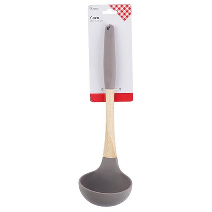 Cazo de Servir de Silicona con Mango de Madera (Gris)