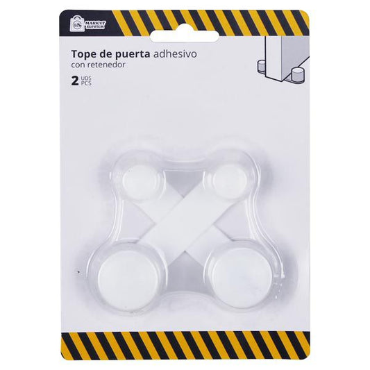 Tope de Puerta Adhesivo con Retenedor - Pack de 2