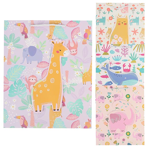 Bolsa de Regalo Decorada con Animales Market Suprem - 23x18x10cm