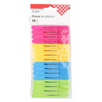 Pinzas de Plástico para la Ropa Market Suprem - 16uds (8.8x3.8cm)