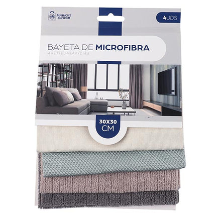 Bayetas de Microfibra Multisuperficie Market Suprem - 4uds (30x30cm)