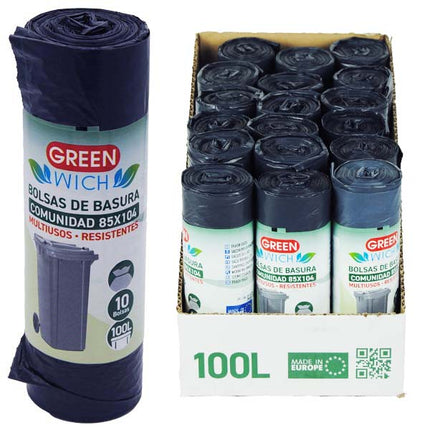 Rollo de Bolsas de Basura Antigoteo Greewich - 85x104cm (10uds)