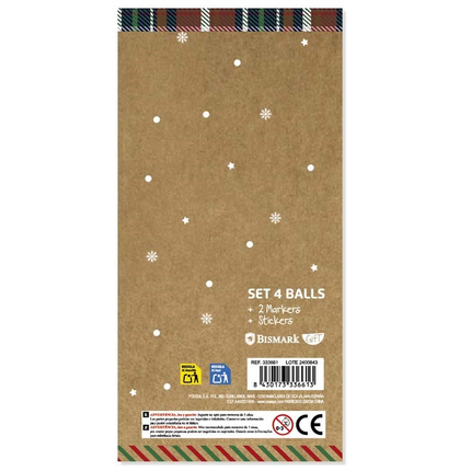 Set de 4 Bolas de Navidad para Decorar Bismark – Incluye Rotuladores y Pegatinas