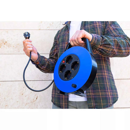 Enrollacables 10m 3G 1,00mm² 4 Tomas Bipolares con T/TL Hogar con Protector Térmico