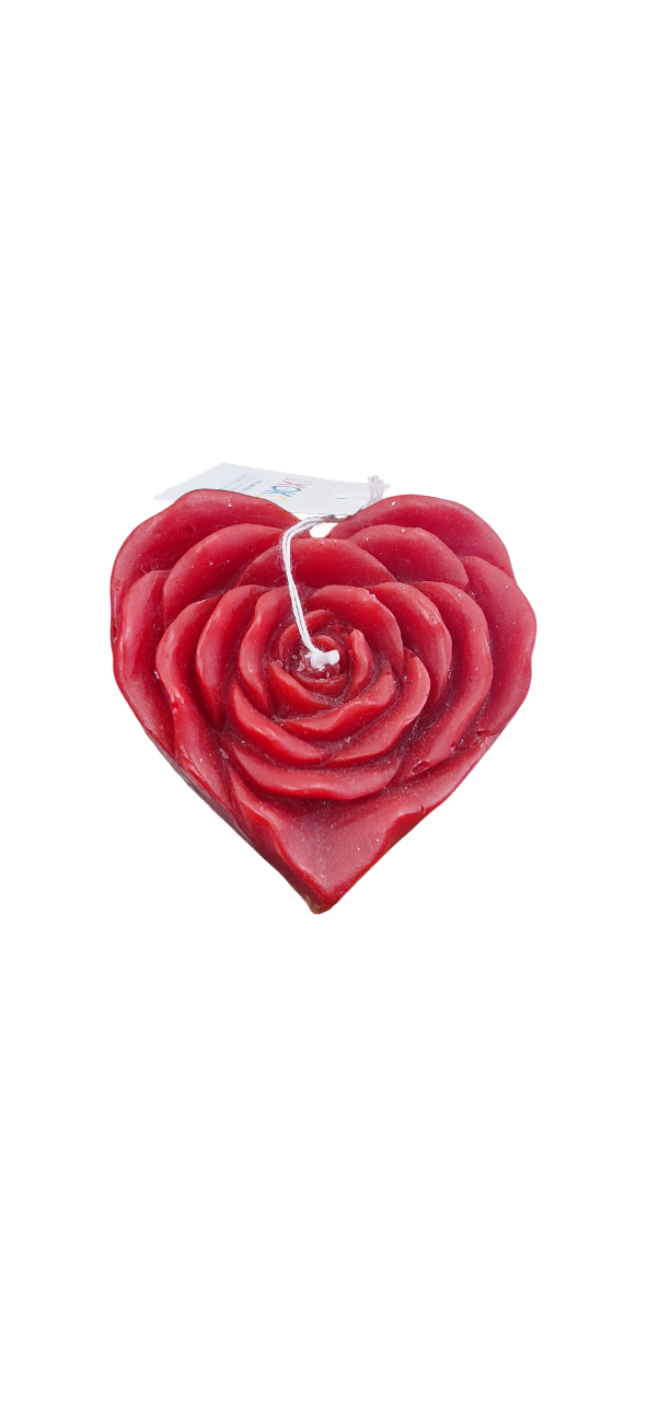 Vela con Forma de Corazón y Rosa - Xoko