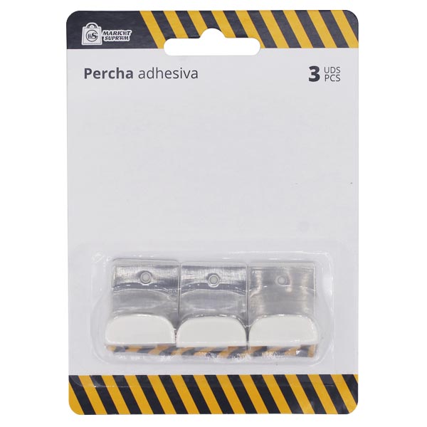 Percha Adhesiva de Metal y Plástico Market Suprem - 3uds